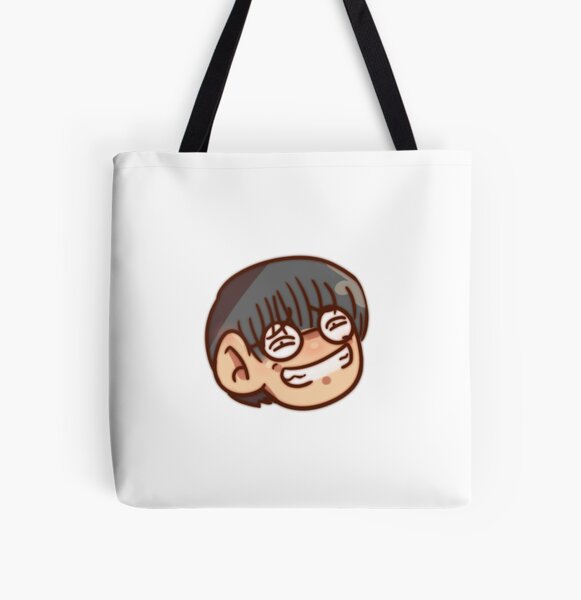 Gintama shinpachi anime sticker smile All Over Print Tote Bag RB2806 product Offical gintama Merch